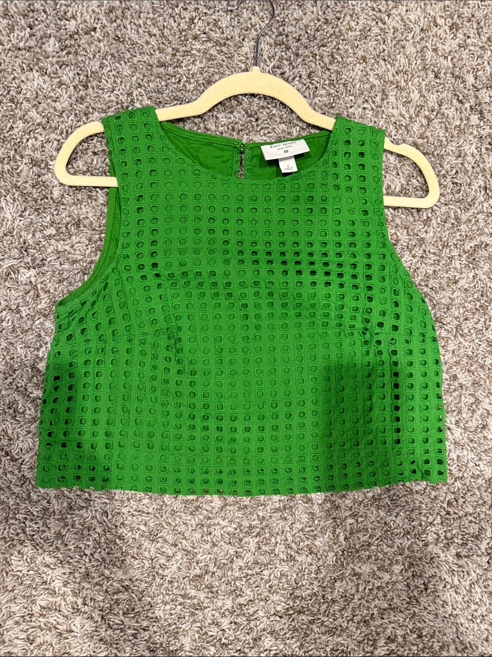 Kate Spade Green Eyelet Crop Tank Top Small